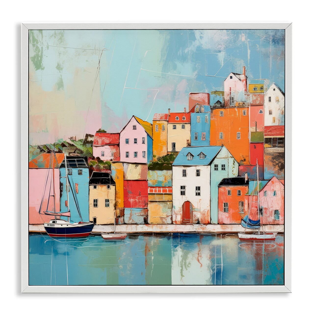 Stupell Industries Seaside Neighborhood Painting Framed Giclee Art